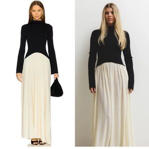SOLID & STRIPED Soglio Dress Ecru / Noir Sophia Richie brand XS Gorgeous
